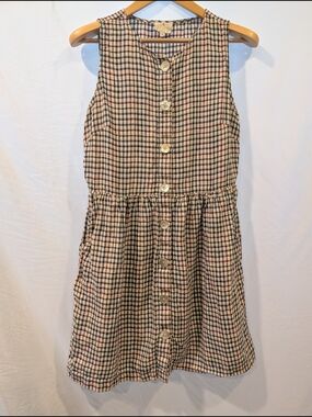 lou and grey linen pocket dress & | Dresses | Lou Grey Xs Plaid Check Sleeveless Tiered Smocked With Pockets resistant stretch woven Luvstretch